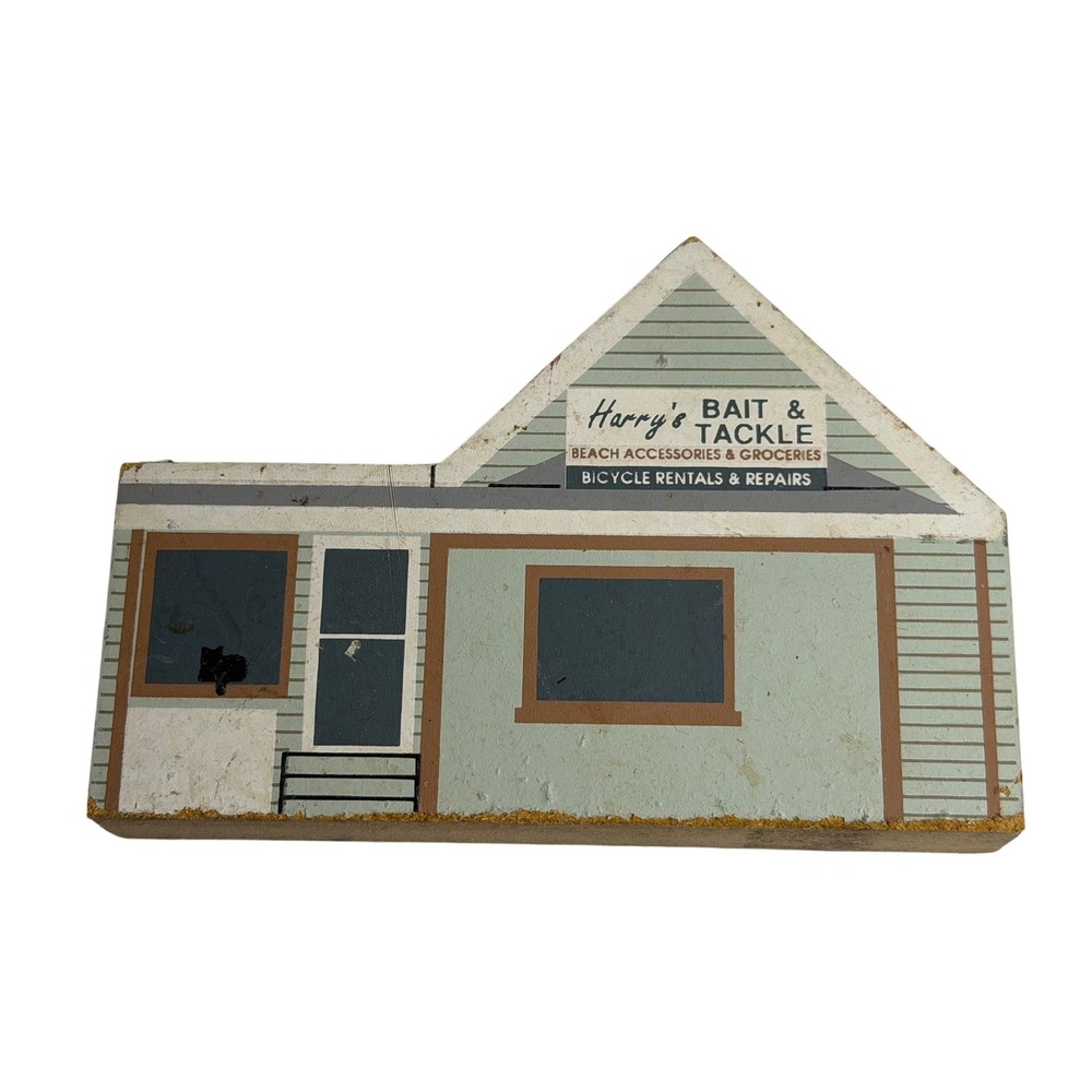 VTG The Cats Meow Village Harrys Bait & Tackle Bethany Beach Delaware Blue 1994
